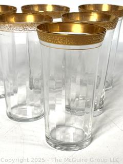 Set of (6) Tiffin Franciscan Rambler Rose Gold Rimmed Crystal Tumblers