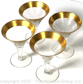 Set (4) of Gold Rimmed Martini Glasses