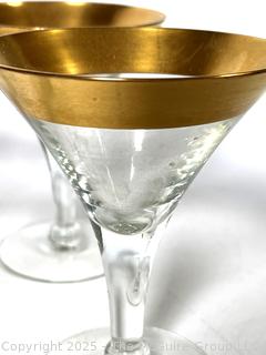 Set (4) of Gold Rimmed Martini Glasses