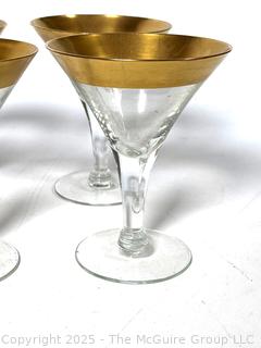 Set (4) of Gold Rimmed Martini Glasses