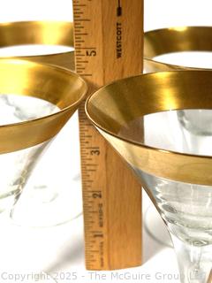 Set (4) of Gold Rimmed Martini Glasses