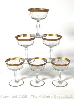 Set of (6) Tiffin Franciscan Rambler Rose Gold Rimmed Crystal Martini Glasses