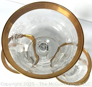 Set of (6) Tiffin Franciscan Rambler Rose Gold Rimmed Crystal Martini Glasses
