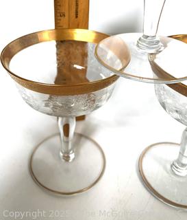 Set of (6) Tiffin Franciscan Rambler Rose Gold Rimmed Crystal Martini Glasses