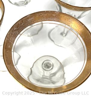Set of (4) Tiffin Franciscan Rambler Rose Gold Rimmed Crystal Martini Glasses
