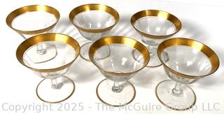 Set of (6) Tiffin Franciscan Rambler Rose Gold Rimmed Crystal Martini Glasses 