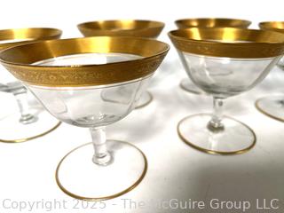 Set of (6) Tiffin Franciscan Rambler Rose Gold Rimmed Crystal Martini Glasses 