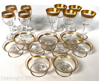 Large Set of Tiffin Franciscan Rambler Rose Gold Rimmed Crystal Glassware