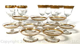 Large Set of Tiffin Franciscan Rambler Rose Gold Rimmed Crystal Glassware