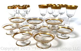 Large Set of Tiffin Franciscan Rambler Rose Gold Rimmed Crystal Glassware