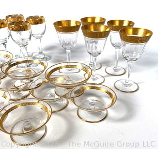 Large Set of Tiffin Franciscan Rambler Rose Gold Rimmed Crystal Glassware