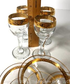 Large Set of Tiffin Franciscan Rambler Rose Gold Rimmed Crystal Glassware