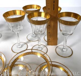 Large Set of Tiffin Franciscan Rambler Rose Gold Rimmed Crystal Glassware