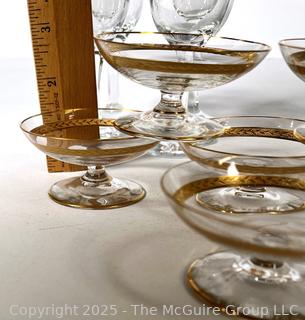 Large Set of Tiffin Franciscan Rambler Rose Gold Rimmed Crystal Glassware