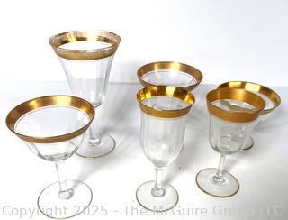 Set of Tiffin Franciscan Rambler Rose Gold Rimmed Crystal Glassware