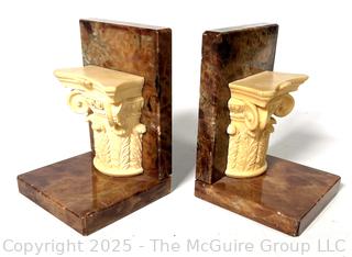 Italian Carved Bookends of Greek Ionic Columns