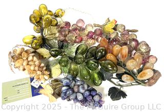 Mostly Blown Glass and Polished Stone Grape Cluster