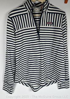 Black & White Stripe Quarter Zip Pull Over by Vineyard Vines, Large.  New with Tags