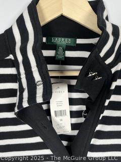 Black & White Stripe Knit Jacket by Ralph Lauren, Size PM.  New with Tags