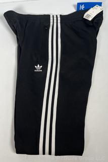 Women's Black & White Stripe Knit Track Pants by Adidas, Large.  New with Tags