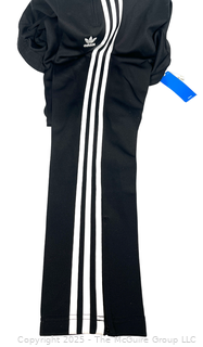 Women's Black & White Stripe Knit Track Pants by Adidas, Large.  New with Tags