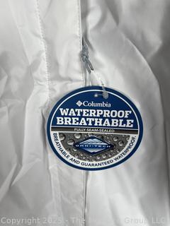 Women's White Arcadia Rain Jacket by Columbia, X Large. New with Tags