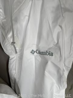 Women's White and Grey Rain Jacket by Columbia, Large. New with Tags