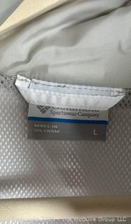 Women's White and Grey Rain Jacket by Columbia, Large. New with Tags