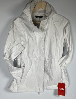 Women's White Rain Jacket by The North Face, Large. New with Tags
