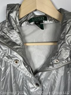 Women's Silver Rain Jacket by Ralph Lauren, Large. New with Tags