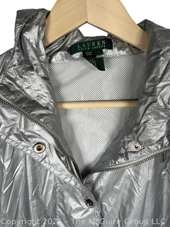 Women's Silver Rain Jacket by Ralph Lauren, Large. New with Tags