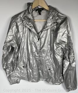 Women's Silver Rain Jacket by Ralph Lauren, Large. New with Tags