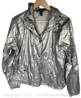 Women's Silver Rain Jacket by Ralph Lauren, Large. New with Tags