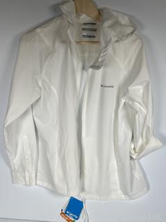 Women's White Rain Jacket by Columbia, X Large. New with Tags