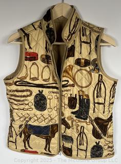 Women's Equestrian Print Reversible Vest by Ralph Lauren, Large.