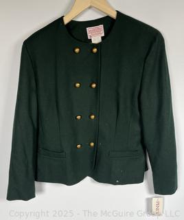 Women's Green Wool Jacket with Gold Buttons by Pendleton, Sz 14
