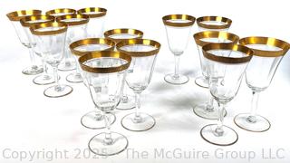 Set of Tiffin Franciscan Rambler Rose Gold Rimmed Crystal Wine Goblets