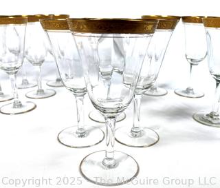 Set of Tiffin Franciscan Rambler Rose Gold Rimmed Crystal Wine Goblets