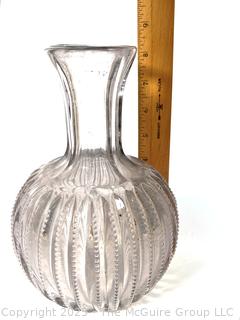 Sancho Panza Statuette, Gilt Rimmed Bowl, Glass Crystal Vase and Framed Crewel Doily