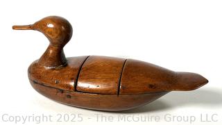 Hand Carved Wood Duck Decoy with Lidded Center.