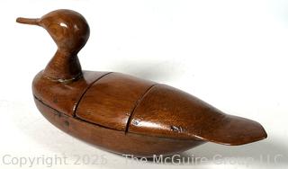 Hand Carved Wood Duck Decoy with Lidded Center.