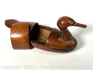 Hand Carved Wood Duck Decoy with Lidded Center.