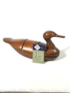 Hand Carved Wood Duck Decoy with Lidded Center.