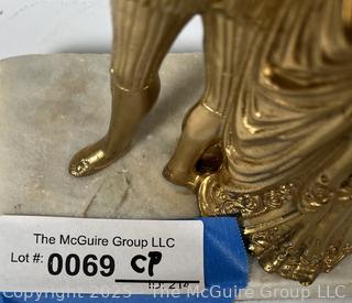 Mid-19th Century Gold Gilt Girandole Candlestick with Stone Base and Lustres. (Description Changed 5/2/25 @ 1:30pm)