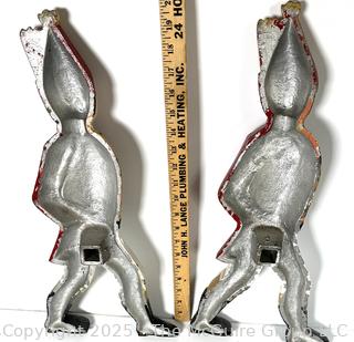 Pair of Cast Iron Painted Hessian Soldier Figural Andirons