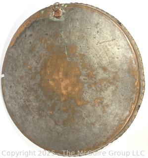 ????????????????? Large Copper colored Metal Tray with ornamental designs 22" D w/Loop for hanging on wall