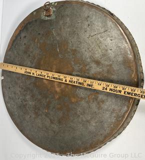 ????????????????? Large Copper colored Metal Tray with ornamental designs 22" D w/Loop for hanging on wall