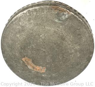 Large Hammered Metal Tray with Ornamental Designs. Measures 22" D