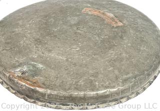 Large Hammered Metal Tray with Ornamental Designs. Measures 22" D