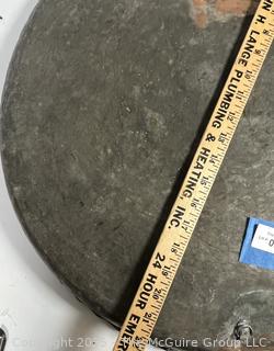 Large Hammered Metal Tray with Ornamental Designs. Measures 22" D